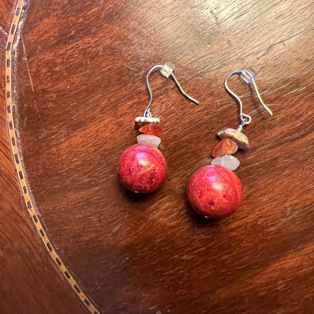 Petrified Wood Drop Earrings